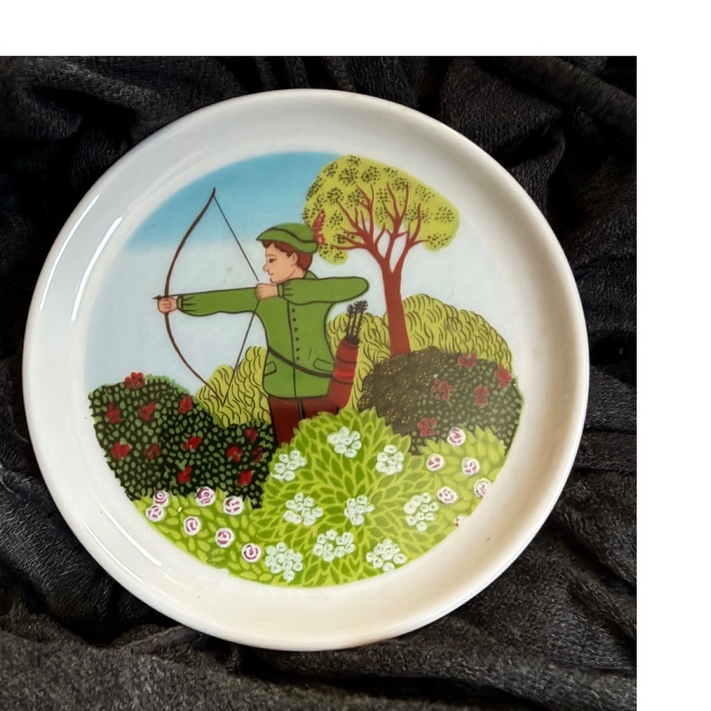 Vintage Furstenberg West Germany Hand Painted Archer Porcelain Saucer Coin Dish